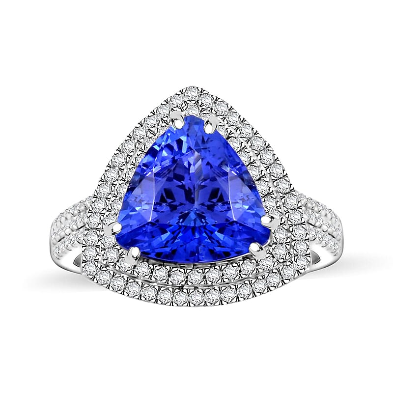 Certified & Appraised Rhapsody AAAA Tanzanite and E-F VS Diamond 4.10 ctw Ring in 950 Platinum (Size 6.0) 7.45 Grams