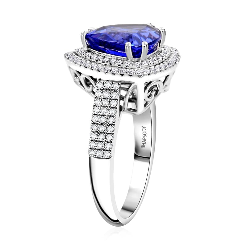 Certified & Appraised Rhapsody AAAA Tanzanite and E-F VS Diamond 4.10 ctw Ring in 950 Platinum (Size 6.0) 7.45 Grams