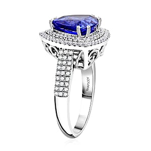 Certified & Appraised Rhapsody AAAA Tanzanite and E-F VS Diamond 4.50 ctw Ring in 950 Platinum (Size 6.5) 7.45 Grams