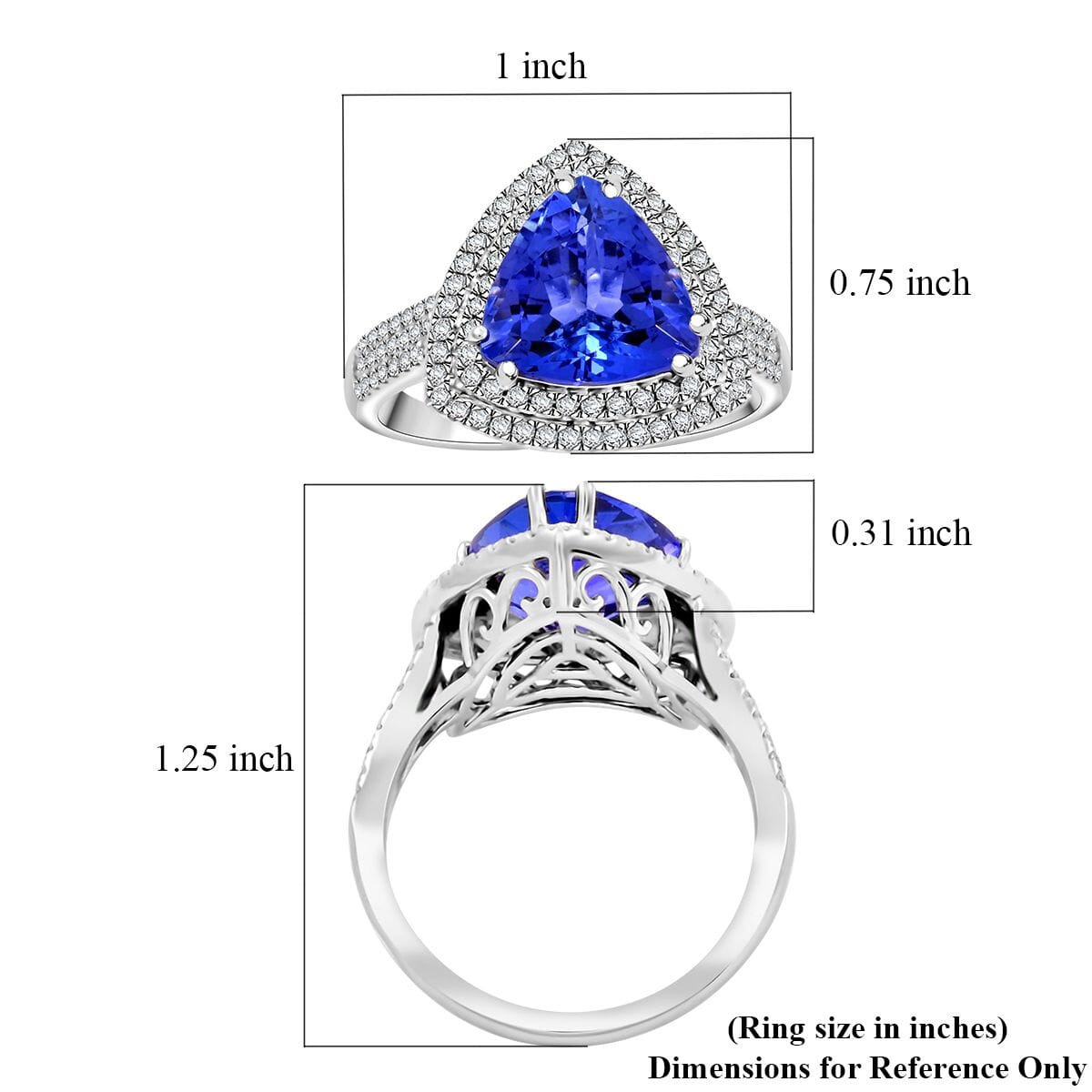 Certified & Appraised Rhapsody AAAA Tanzanite and E-F VS Diamond 4.10 ctw Ring in 950 Platinum (Size 7.0) 7.45 Grams image number 5