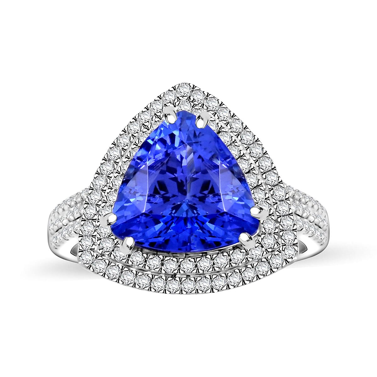 Certified & Appraised Rhapsody AAAA Tanzanite and E-F VS Diamond 4.50 ctw Ring in 950 Platinum (Size 7.5) 7.45 Grams image number 0