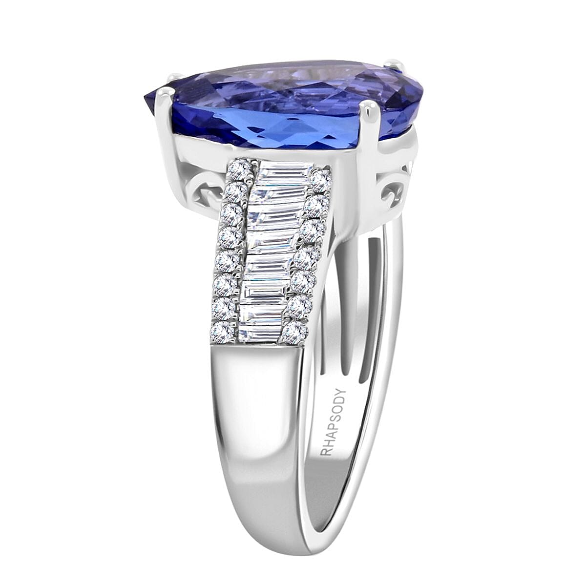 Certified & Appraised Rhapsody AAAA Tanzanite and Diamond E-F VS 5.25 ctw Ring in 950 Platinum (Size 10.0) 7.70 Grams