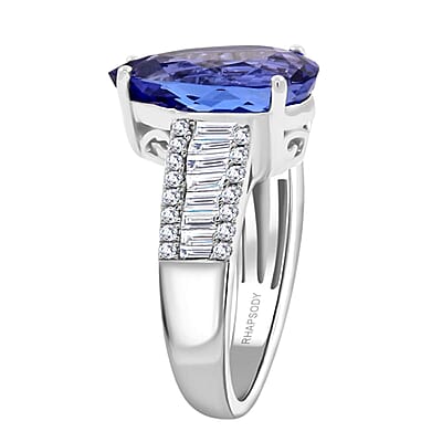 Certified & Appraised Rhapsody AAAA Tanzanite and Diamond E-F VS 5.25 ctw Ring in 950 Platinum (Size 10.0) 7.70 Grams