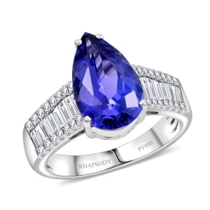Certified & Appraised Rhapsody AAAA Tanzanite and E-F VS Diamond 5.25 ctw Ring in 950 Platinum (Size 10.5) 7.70 Grams