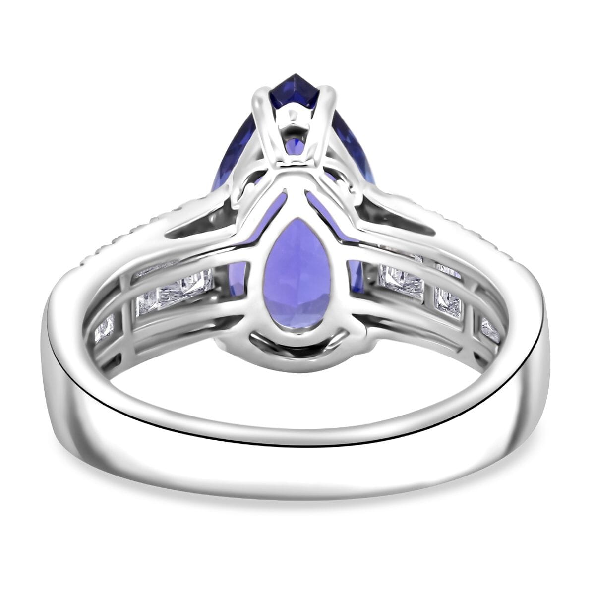 Certified & Appraised Rhapsody AAAA Tanzanite and E-F VS Diamond 5.25 ctw Ring in 950 Platinum (Size 6.5) 7.70 Grams image number 4