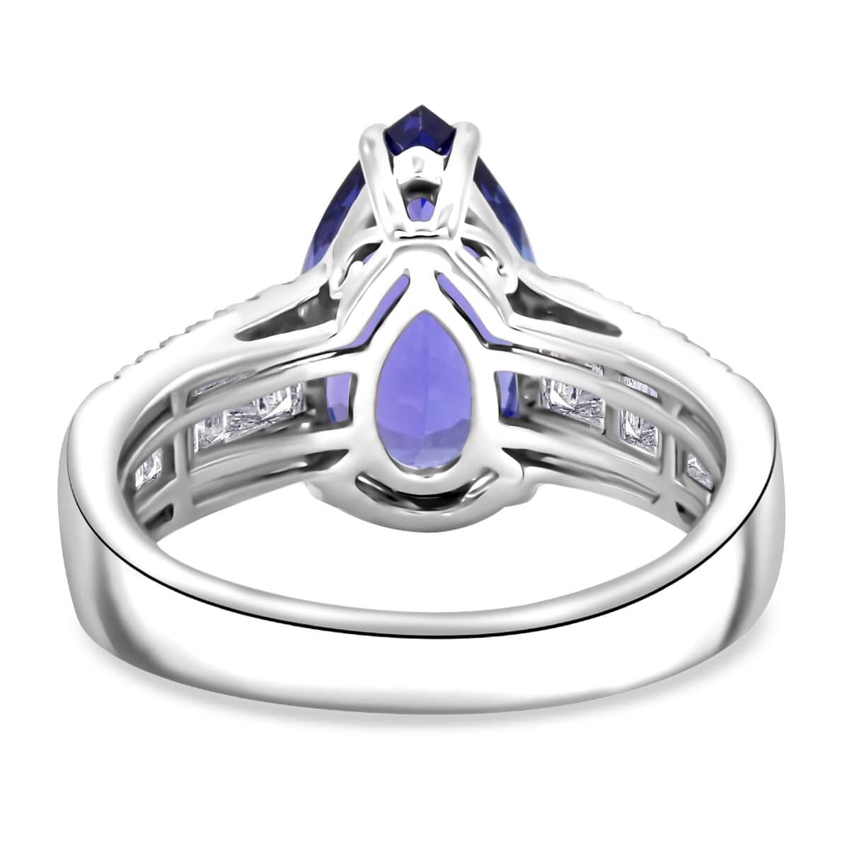 Certified & Appraised Rhapsody AAAA Tanzanite and E-F VS Diamond 5.25 ctw Ring in 950 Platinum (Size 7.0) 7.70 Grams image number 4