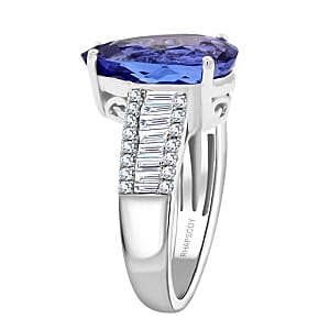 Certified & Appraised Rhapsody AAAA Tanzanite and E-F VS Diamond 5.25 ctw Ring in 950 Platinum (Size 7.5) 7.70 Grams
