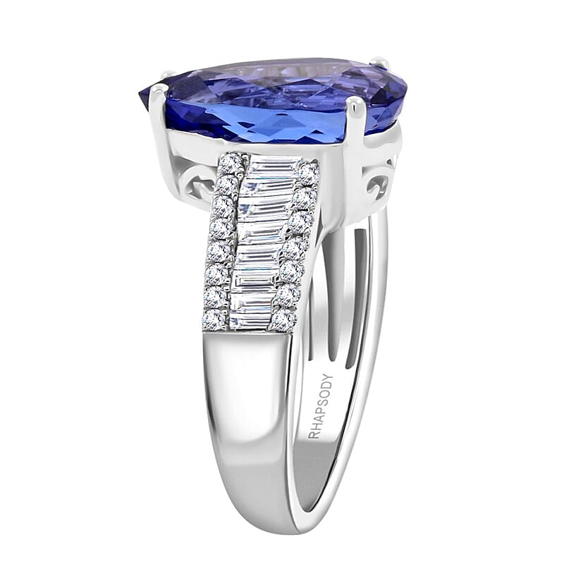 Certified & Appraised Rhapsody AAAA Tanzanite and E-F VS Diamond 5.25 ctw Ring in 950 Platinum (Size 7.5) 7.70 Grams