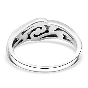 Premium Rainbow Sapphire and White Zircon 0.75 ctw Celestial Waves Ring in Rhodium Over Sterling Silver (Size 9.0)