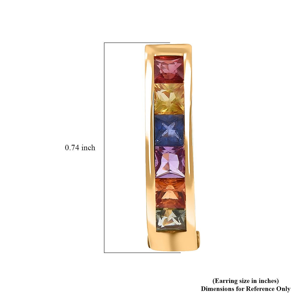 Premium Rainbow Sapphire 1.60 ctw Hoop Earrings in Vermeil Yellow Gold Over Sterling Silver