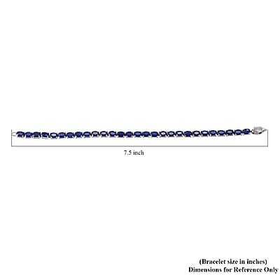 Vietnamese Cobalt Blue Spinel (DF) and Niassa Ruby (FF) 13.35 ctw Eagle Head Tennis Bracelet in Rhodium Over Sterling Silver (6.50 In)