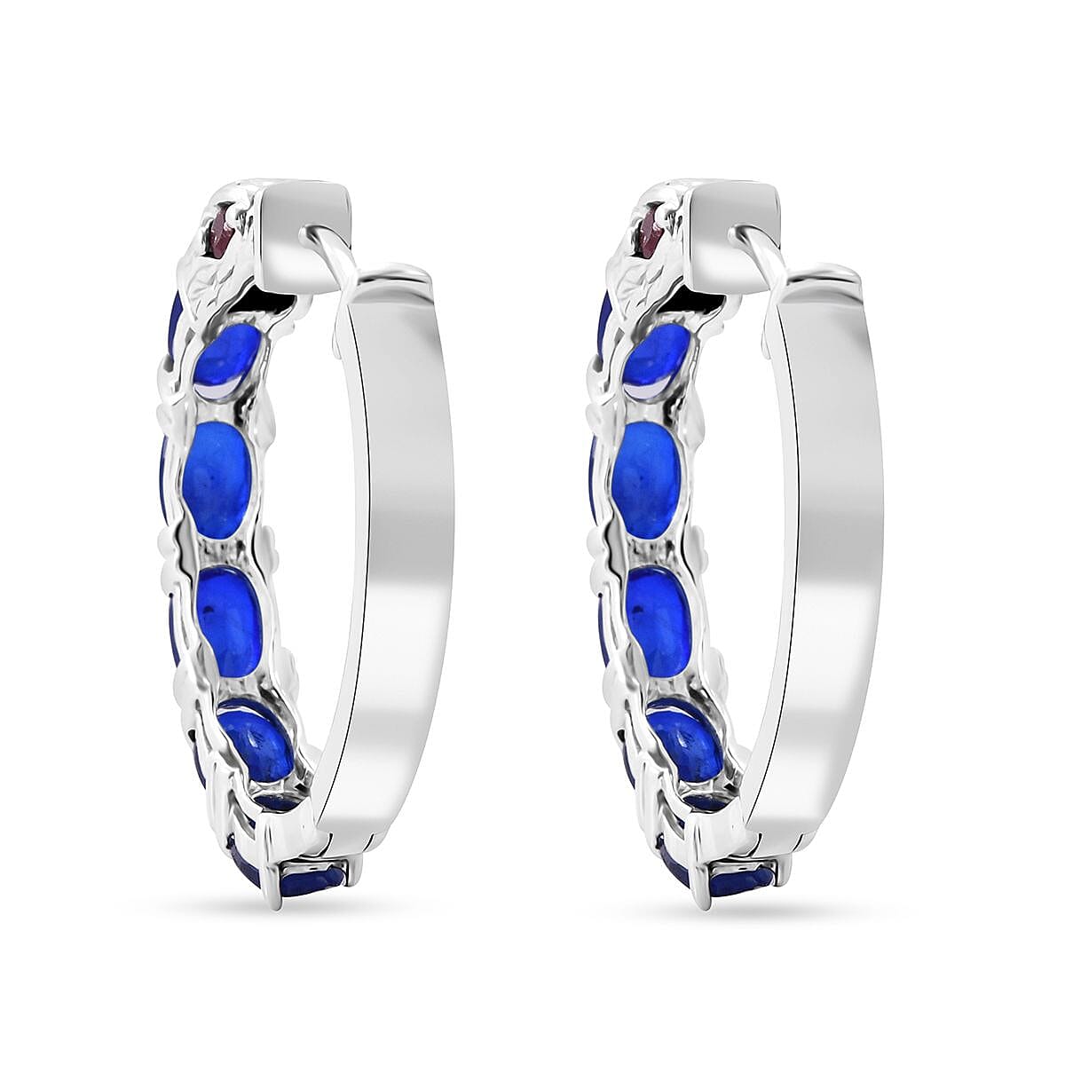 Tanzanian Blue Spinel (DF) and Niassa Ruby (FF) 5.40 ctw Eagle Head Earrings in Rhodium Over Sterling Silver