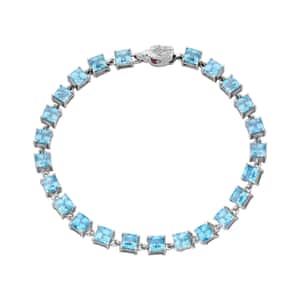 AAA Cambodian Blue Zircon and Niassa Ruby (FF) 17.00 ctw Eagle Bracelet in Rhodium Over Sterling Silver (6.50 In)