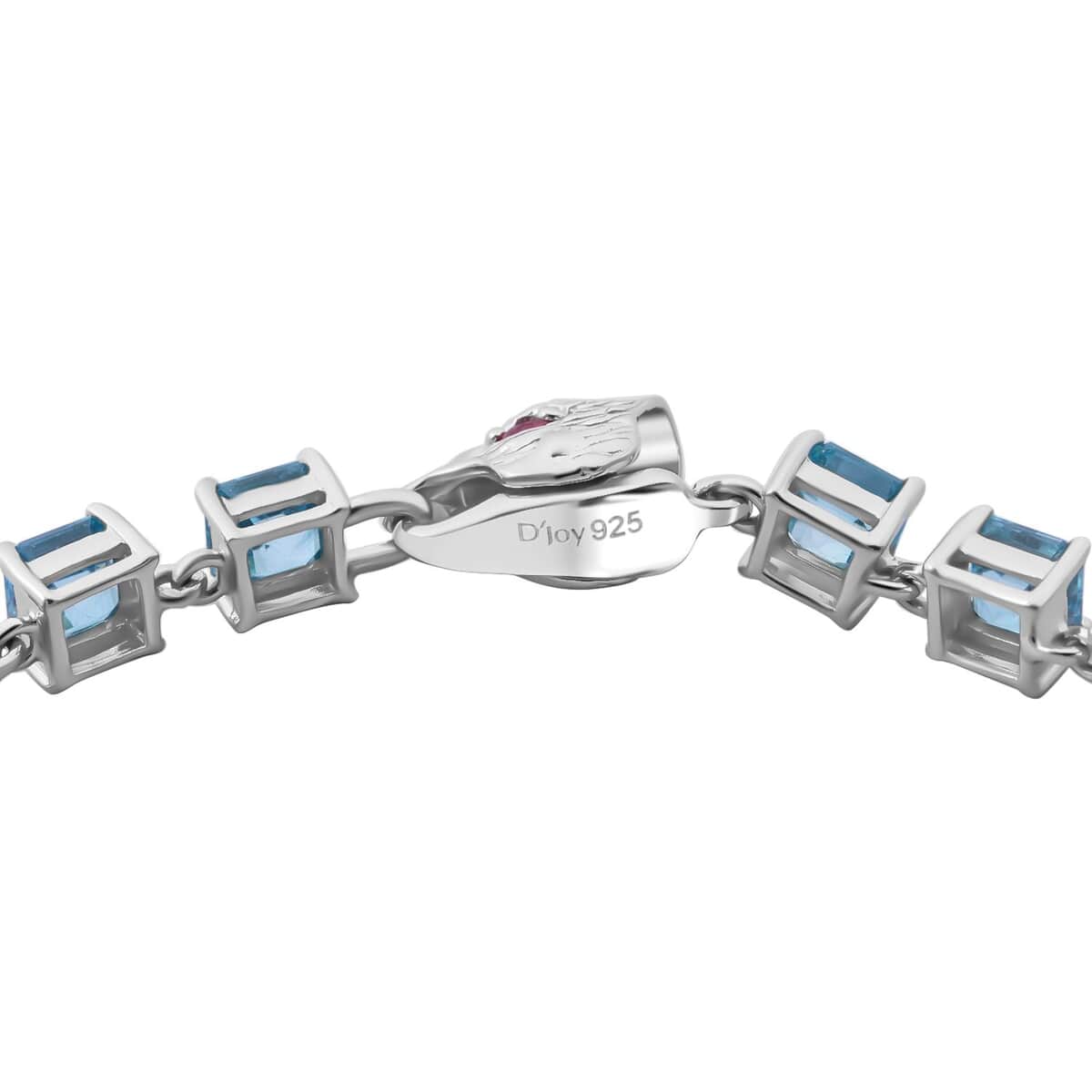 AAA Cambodian Blue Zircon and Niassa Ruby (FF) 17.00 ctw Eagle Bracelet in Rhodium Over Sterling Silver (6.50 In) image number 3