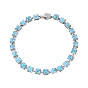 AAA Cambodian Blue Zircon and Niassa Ruby (FF) 18.60 ctw Eagle Bracelet in Rhodium Over Sterling Silver (7.25 In)