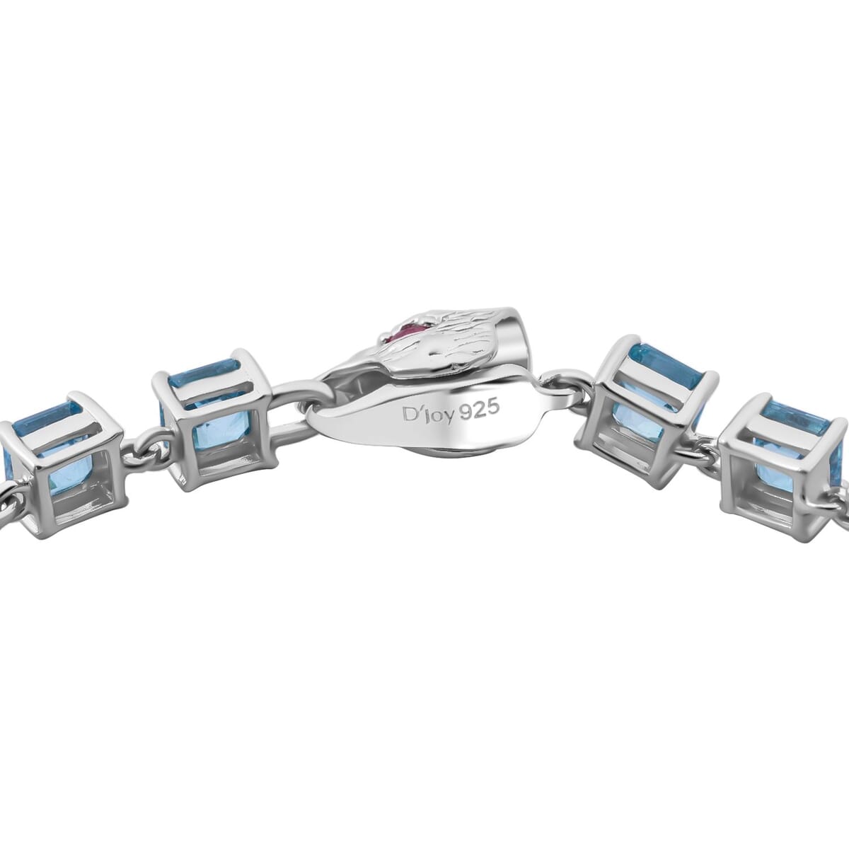 AAA Cambodian Blue Zircon and Niassa Ruby (FF) 18.60 ctw Eagle Bracelet in Rhodium Over Sterling Silver (7.25 In) image number 3