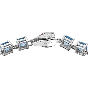AAA Cambodian Blue Zircon and Niassa Ruby (FF) 18.60 ctw Eagle Bracelet in Rhodium Over Sterling Silver (7.25 In)
