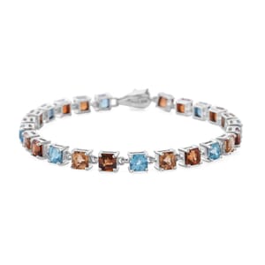 AAA Multi Zircon and Niassa Ruby (FF) 22.25 ctw Eagle Bracelet Rhodium Over Sterling Silver (8.00 In)