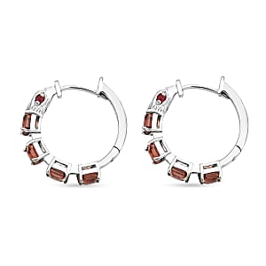 AAA Sunset Zircon and Niassa Ruby (FF) 7.00 ctw Eagle Hoop Earrings in Rhodium Over Sterling Silver