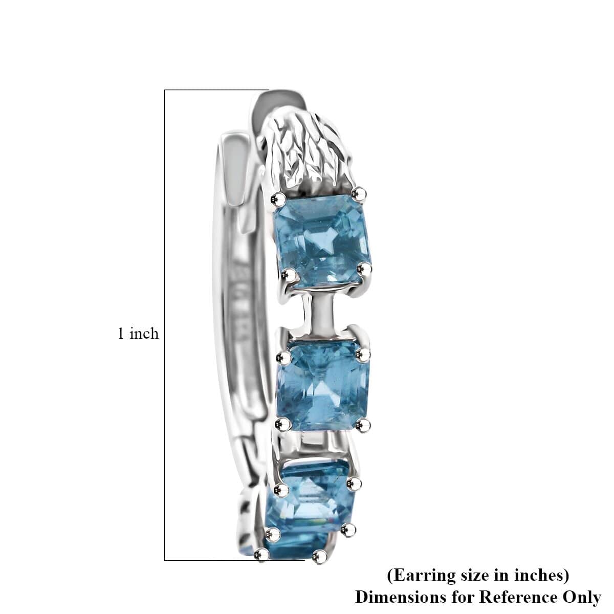 AAA Cambodian Blue Zircon and Niassa Ruby (FF) 6.35 ctw Eagle Hoop Earrings in Rhodium Over Sterling Silver image number 4