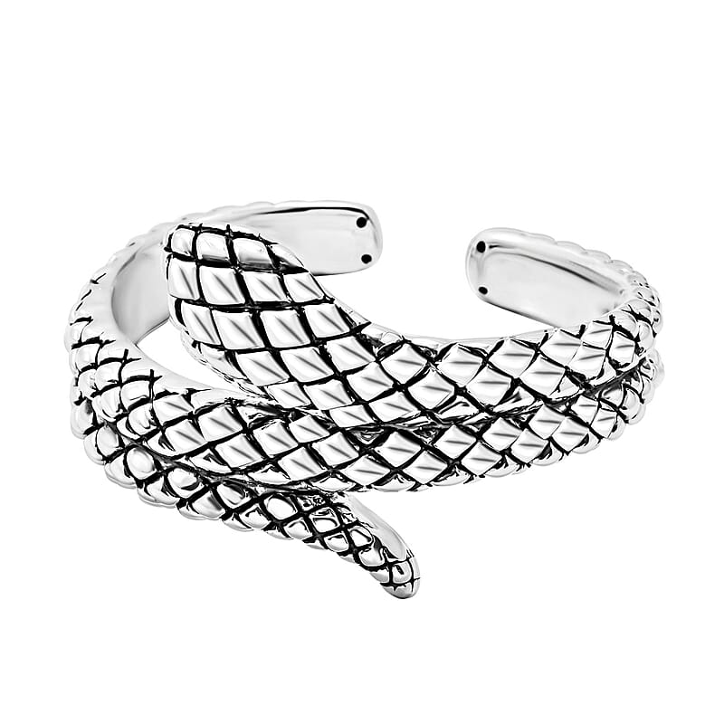 Snake Bangle Bracelet in 925 Sterling Silver (7.25 In) 31.80 Grams