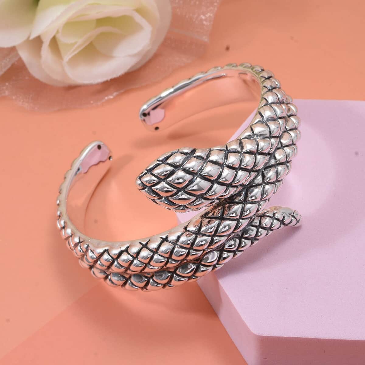 Snake Bangle Bracelet in Sterling Silver (7.25 In) 31.80 Grams image number 1