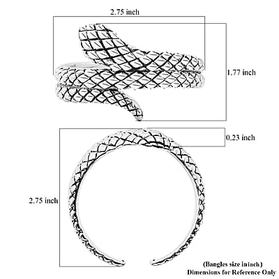 Snake Bangle Bracelet in 925 Sterling Silver (7.25 In) 31.80 Grams