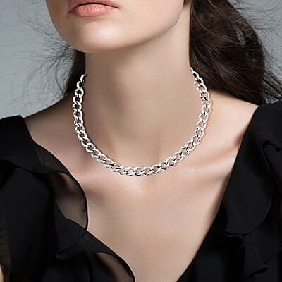 Curb Link Chain Necklace in Sterling Silver 20 Inches 34.20 Grams