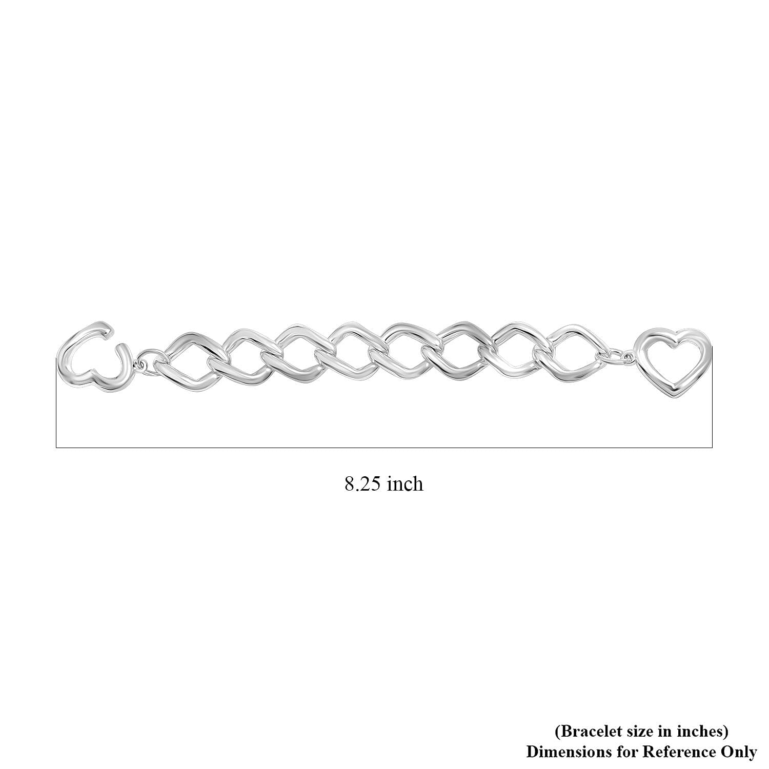 Heart Bracelet in Sterling Silver (6.50 In) 16.60 Grams