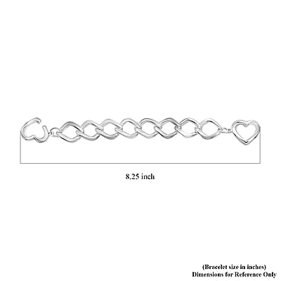 Heart Bracelet in Sterling Silver (6.50 In) 16.60 Grams