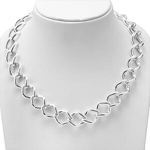 Heart Link Necklace in Sterling Silver 20 Inches 52.90 Grams