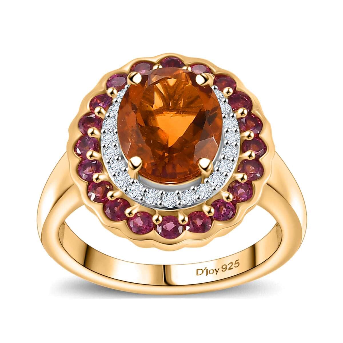 Premium Santa Ana Madeira Citrine and Multi Gemstone 3.80 ctw Radiant Flame Bloom Ring in 18K Vermeil Yellow Gold Over Sterling Silver (Size 10.0) image number 0