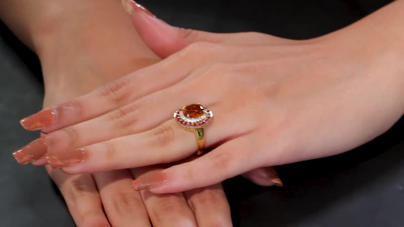 Premium Santa Ana Madeira Citrine and Multi Gemstone 3.80 ctw Radiant Flame Bloom Ring in 18K Vermeil Yellow Gold Over Sterling Silver (Size 10.0)