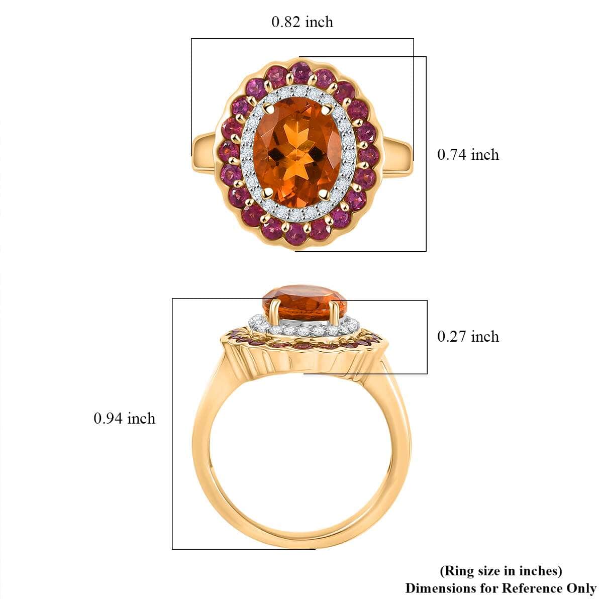 Premium Santa Ana Madeira Citrine and Multi Gemstone 3.80 ctw Radiant Flame Bloom Ring in 18K Vermeil Yellow Gold Over Sterling Silver (Size 10.0) image number 5