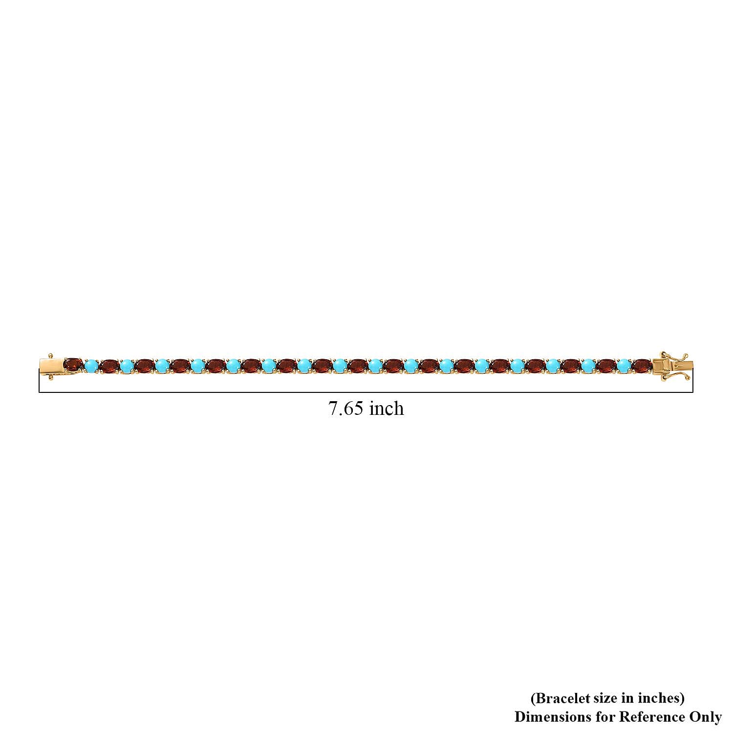 D'Joy Premium Sleeping Beauty Turquoise and Santa Ana Madeira Citrine 12.20 ctw Tennis Bracelet in 18K Vermeil Yellow Gold Over Sterling Silver (7.25 In)
