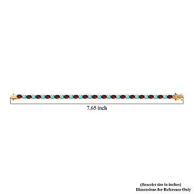D'Joy Premium Sleeping Beauty Turquoise and Santa Ana Madeira Citrine 12.20 ctw Tennis Bracelet in 18K Vermeil Yellow Gold Over Sterling Silver (7.25 In)