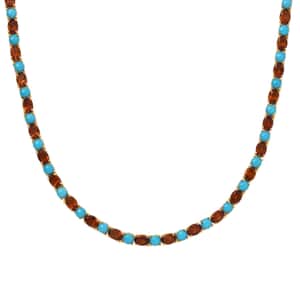 Premium Sleeping Beauty Turquoise and Santa Ana Madeira Citrine 31.90 ctw Tennis Necklace in 18K Vermeil Yellow Gold Over Sterling Silver 18 Inches