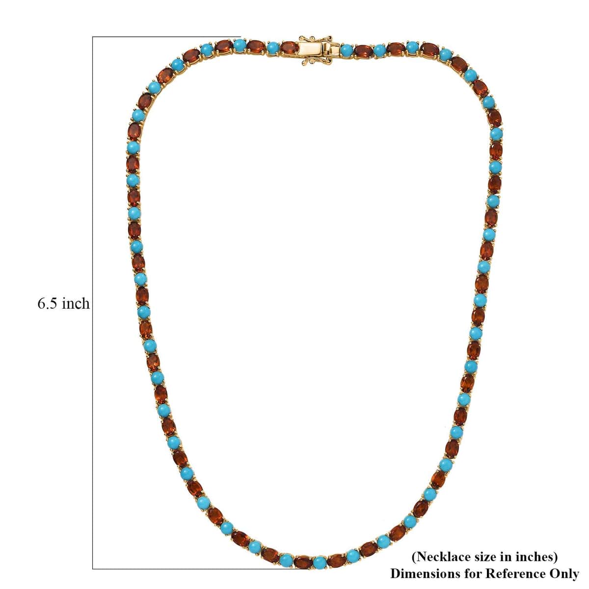 Premium Sleeping Beauty Turquoise and Santa Ana Madeira Citrine 31.90 ctw Tennis Necklace in 18K Vermeil Yellow Gold Over Sterling Silver 18 Inches image number 5