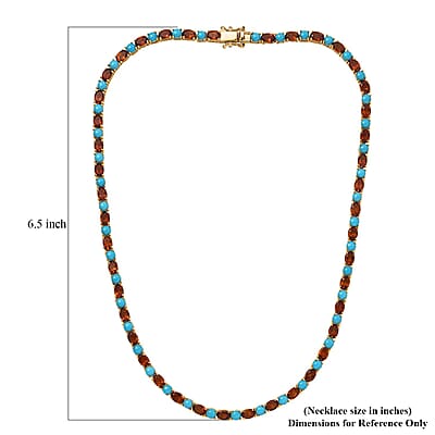 Premium Sleeping Beauty Turquoise and Santa Ana Madeira Citrine 31.90 ctw Tennis Necklace in 18K Vermeil Yellow Gold Over Sterling Silver 18 Inches
