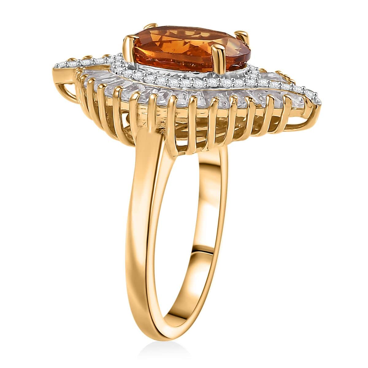 Premium Santa Ana Madeira Citrine and White Topaz 5.30 ctw Ring in 18K Vermeil Yellow Gold Over Sterling Silver (Size 6.0) image number 3