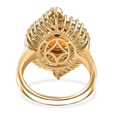 Premium Santa Ana Madeira Citrine and White Topaz 5.30 ctw Ring in 18K Vermeil Yellow Gold Over Sterling Silver (Size 6.0)