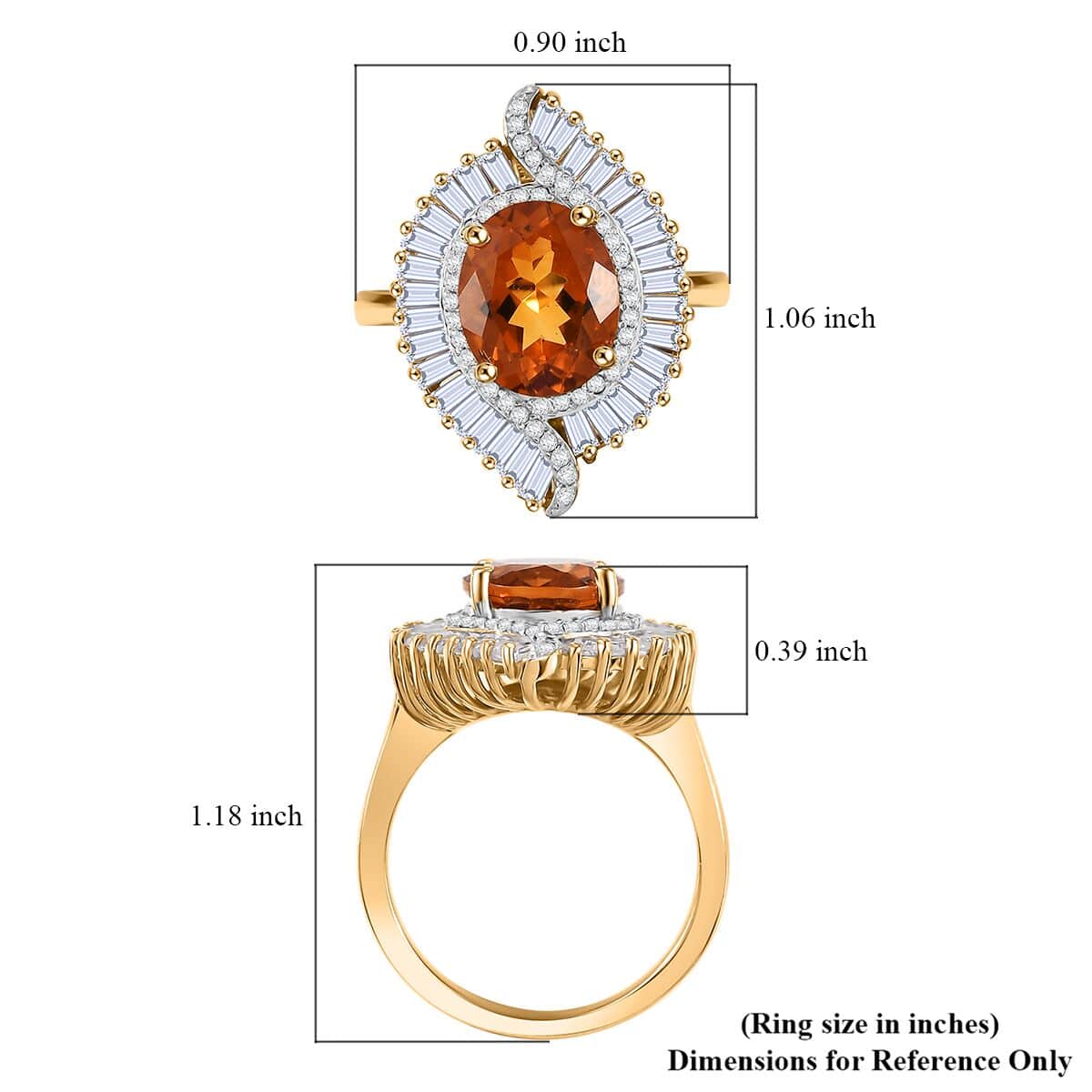 Premium Santa Ana Madeira Citrine and White Topaz 5.30 ctw Ring in 18K Vermeil Yellow Gold Over Sterling Silver (Size 6.0) image number 5