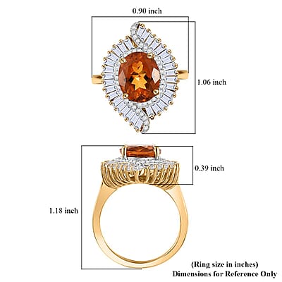 Premium Santa Ana Madeira Citrine and White Topaz 5.30 ctw Ring in 18K Vermeil Yellow Gold Over Sterling Silver (Size 6.0)