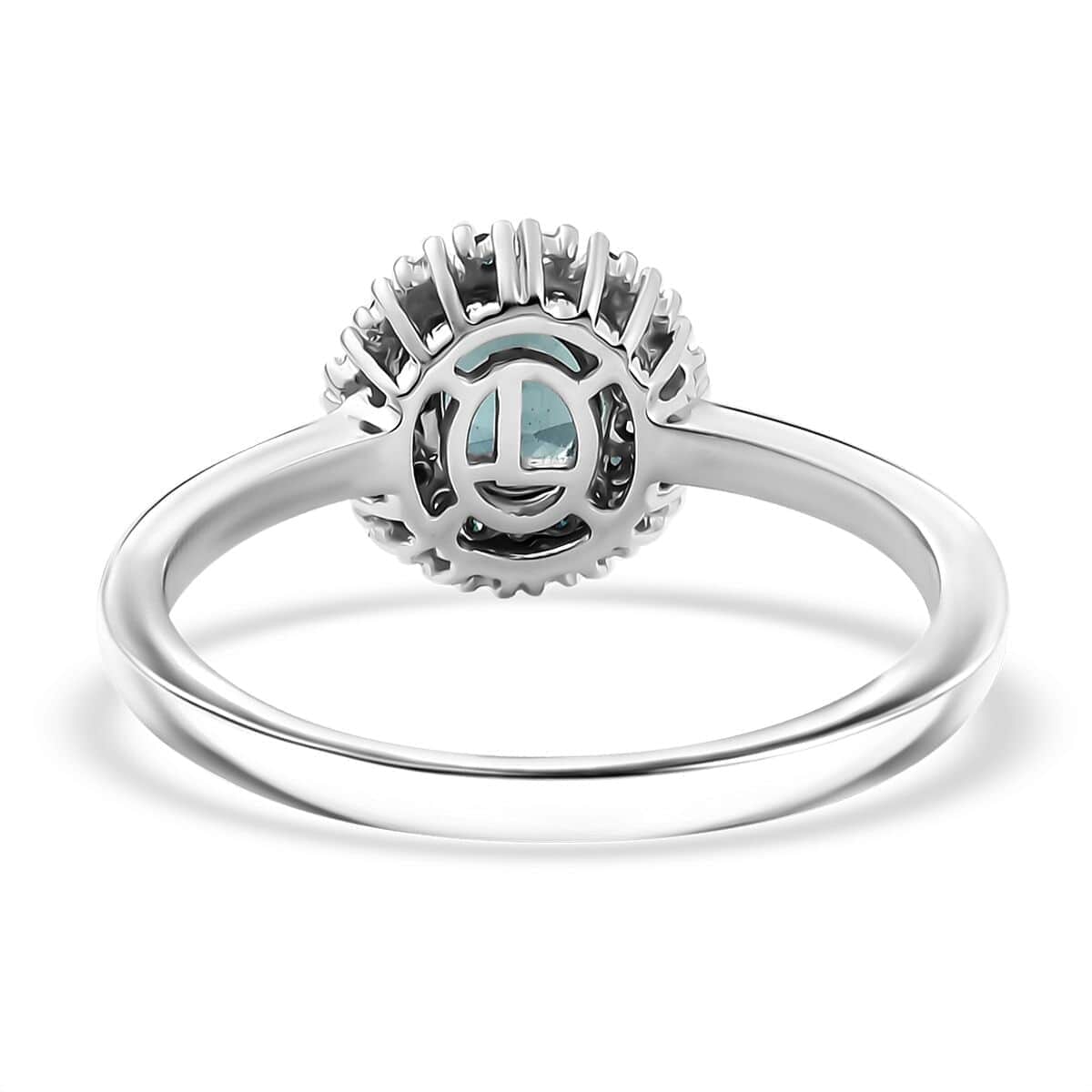 Luxoro Premium Pirineu Lagoon Tourmaline, Blue and Diamond I2 0.90 ctw Celestial Halo Ring in 10K White Gold (Size 10.0) image number 4