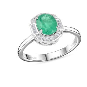 Certified & Appraised Rhapsody AAAA Kagem Zambian Emerald and E-F VS Diamond 2.05 ctw Ring in 950 Platinum (Size 10.0) 6.65 Grams