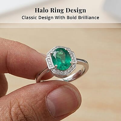 Certified and Appraised Rhapsody AAAA Kagem Zambian Emerald, Diamond Ring in 950 Platinum 2.05 ctw (Size 10.0)