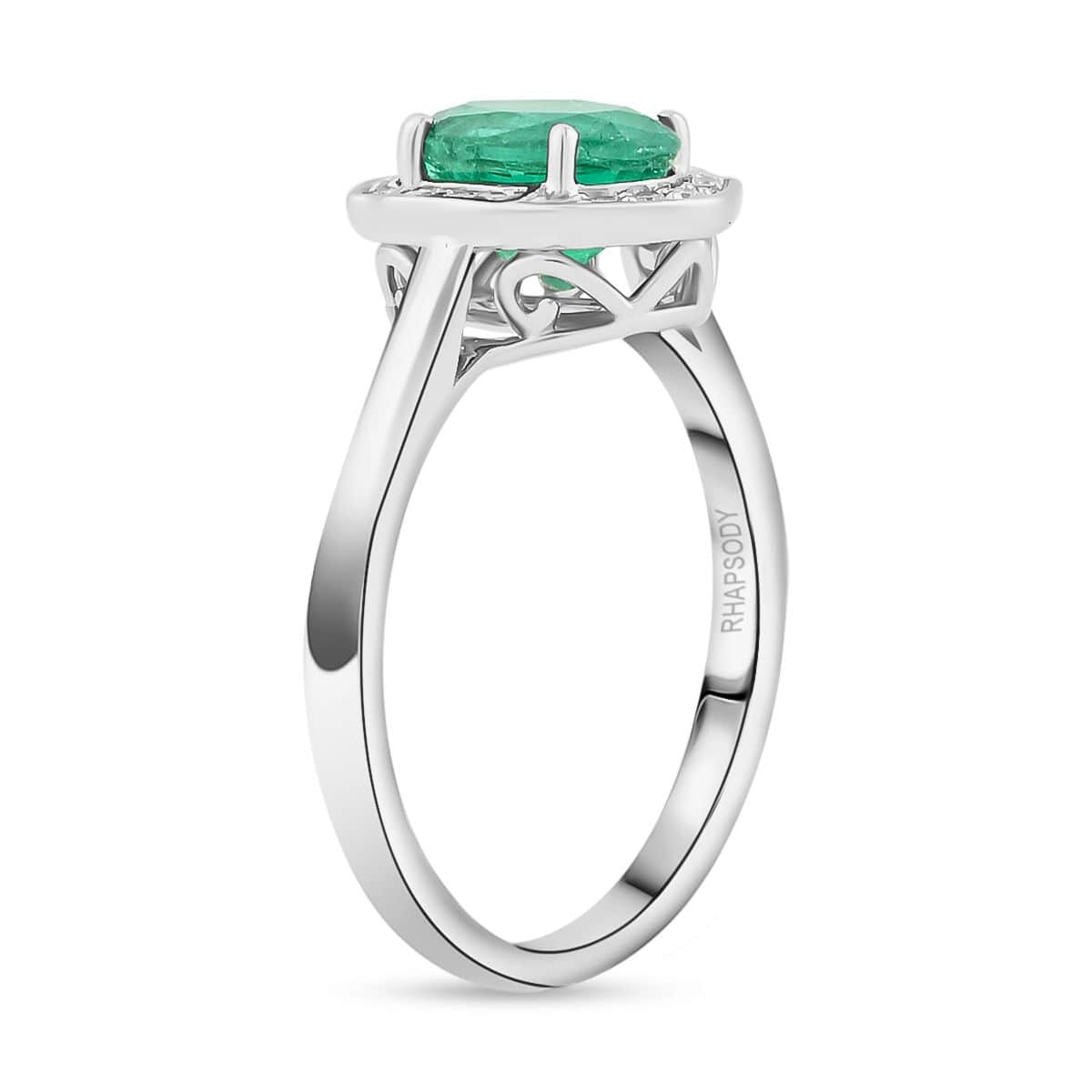 Rhapsody AAAA Kagem Zambian Emerald and E-F VS Diamond 2.05 ctw Ring in 950 Platinum (Size 6.0) 6.65 Grams image number 3