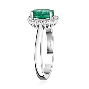 Certified & Appraised Rhapsody AAAA Kagem Zambian Emerald and E-F VS Diamond 1.30 ctw Ring in 950 Platinum (Size 10.0) 6.30 Grams