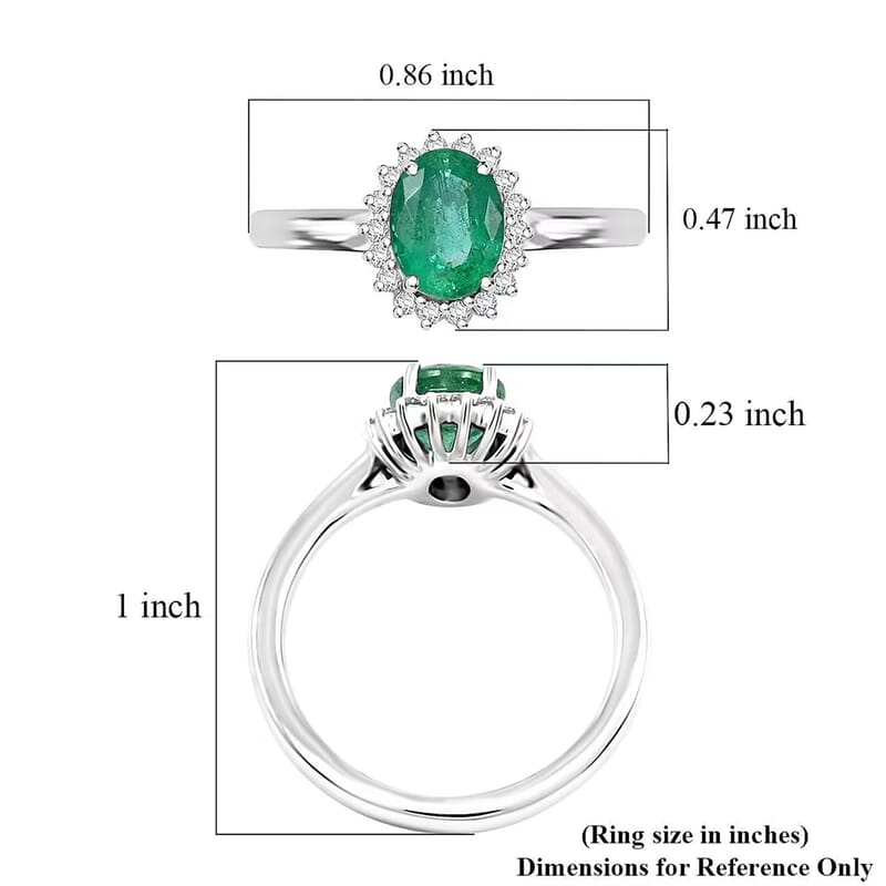 Certified & Appraised Rhapsody 950 Platinum AAAA Kagem Zambian Emerald, Diamond (E-F, VS) (0.17 cts) Ring (Size 5.0) (6.30 g) 1.30 ctw