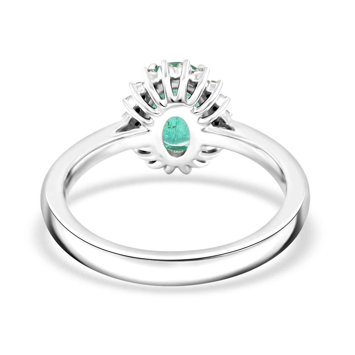 Rhapsody 950 Platinum AAAA Kagem Zambian Emerald, Diamond (E-F, VS) (0.17 cts) Ring (Size 5.5) (6.30 g) 1.30 ctw image number 4